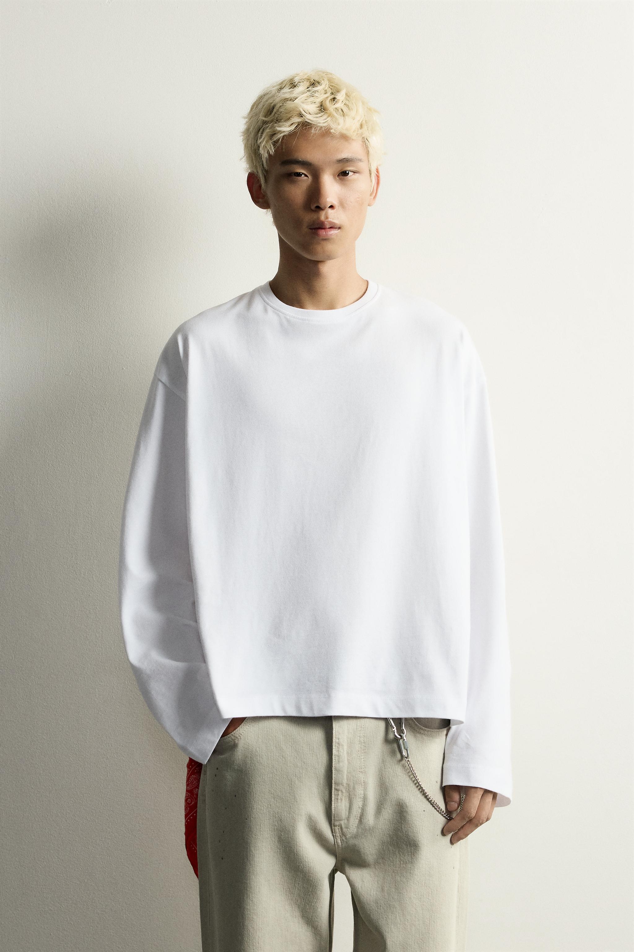 T-SHIRT RELAXED FIT À RAYURES ET MANCHES LONGUES